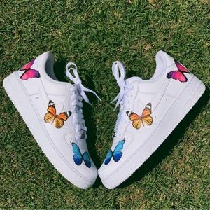 Nike Air Force 1s Womens Rainbow Butterfly Sneakers shoes sz 7.5